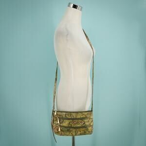 Hobo Metallic Leather Print Mara Zip Crossbody Shoulder Strap Bag Handbag Purse
